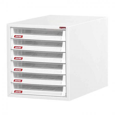 Steel File Cabinet with 6 plastic drawer in 1 column for B4 paper - With so many drawers in this delicate desktop unit, you will never run out of space for all your files and documents.