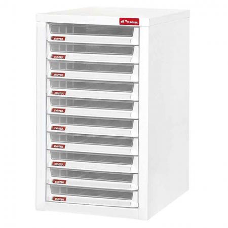 Steel File Cabinet with 10 plastic drawer in 1 column for B4 paper - No more messy piles of files with this super steel filing system by SHUTER.