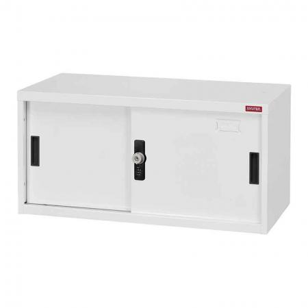Small lockable filing cabinet with metal door, 400mm height