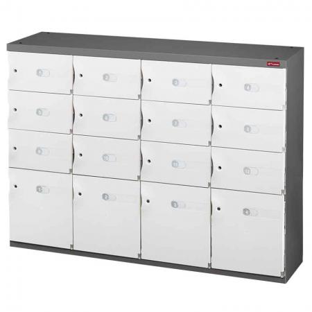 Mixed Door Office Storage Credenza for Shoes or Office Storage - 4 Medium Doors and 12 Small Doors in 4 Columns - Install this in your office or home and you're guaranteed to capture attention of visitors.