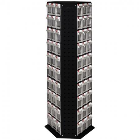 Revolving Tower Quick Flip Out Bins with 15 Sets of 6 Drawers for Industrial Storage Needs