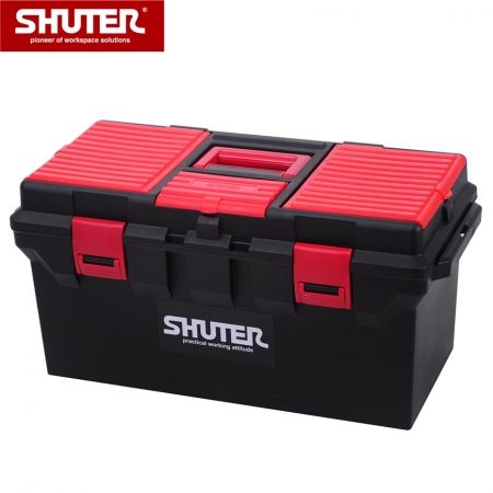22L Professional Tool Box with 1 Tray and Plastic Locks - 22" Portable Tool Box with 1 Tray and Sturdy Plastic Locks