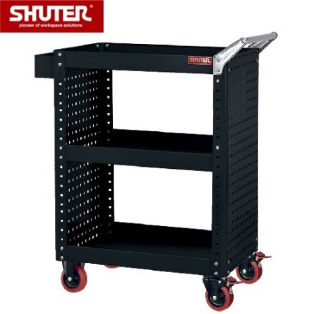 Large Tool Chest for Use in Workspaces - 1070mm Height with 3 Shelves and 4" TPR Casters - This ultra-heavy duty cart can be used for tools or parts transportation around a factory.