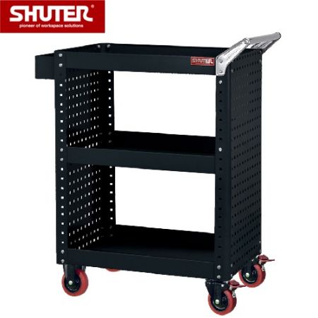 Tool Cart with 3 Shelves & siding pegboard, Height 1,070 mm - Tool Cart with 3 Shelves & siding pegboard, Height 1,070 mm