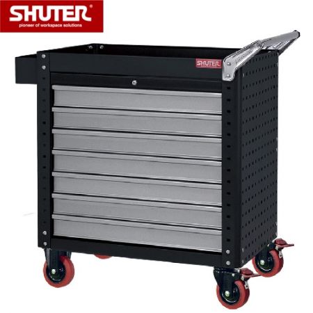 Tool Cart with 7 Drawers & Siding Pegboard, Height 880 mm - Tool Cart with 7 Drawers & Siding Pegboard, Height 880 mm