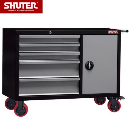 Large Professional Two-Tone Tool Chest - 880mm High, 5 Drawers, Cabinet, 5" TPR Casters