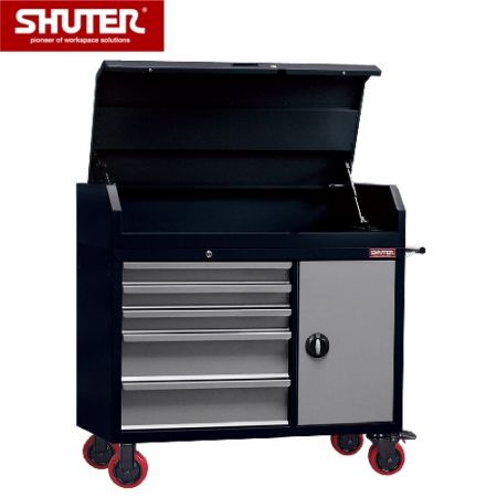 Large Professional Two-Tone Tool Chest - 1028mm High, 5 Drawers, Cabinet, Lid, 5" TPR Casters - Industrial drawer storage to secure all of your expensive tools.