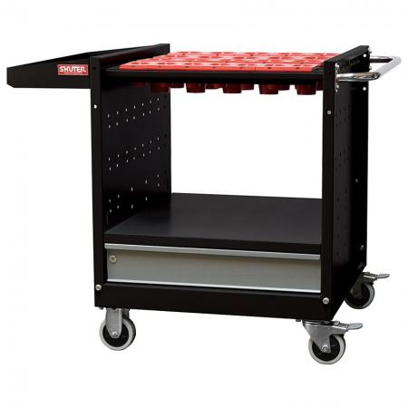 CNC Tool Cart with Drawers and Holders - Transportable CNC tool and bit storage for industrial workspaces.