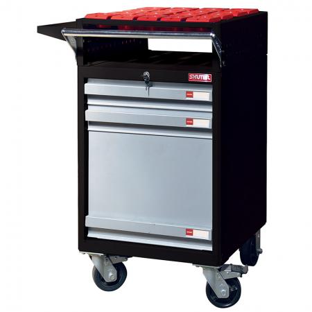CNC Tool Storage Trolley with 4 Top-Mounted Tool Holders and 3 In-Drawer Tool Holders - SHUTER brings you the most secure mobile CNC tool and parts trolley on the market.