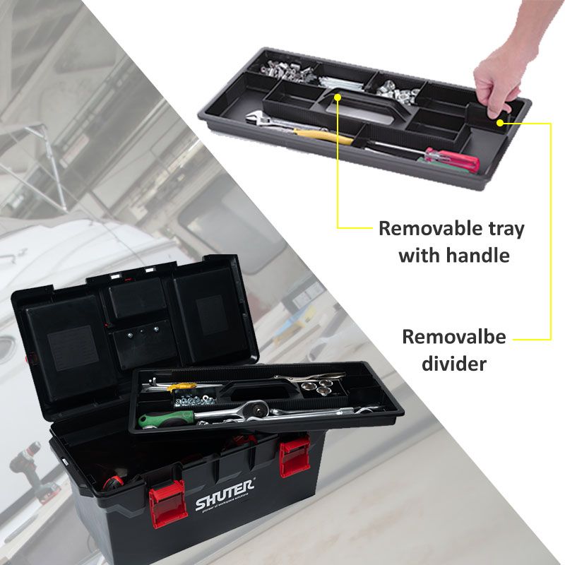 Cassetta Porta Attrezzi 3 Cassetti E Vassoio 51x22x32 Cm In Acciaio Ro E Nero - Foto 10