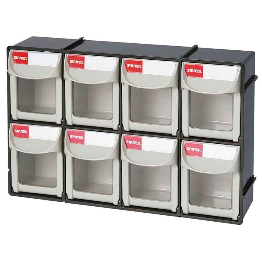 Tip Out Bin with 8 Compartments for Parts Storage Plastic