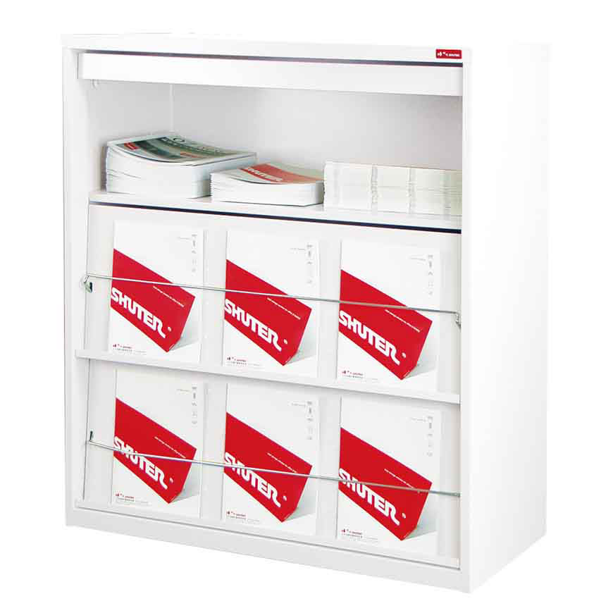 Triple Shelf Magazine Cabinet with 3 Brochure Display Areas - Triple ...