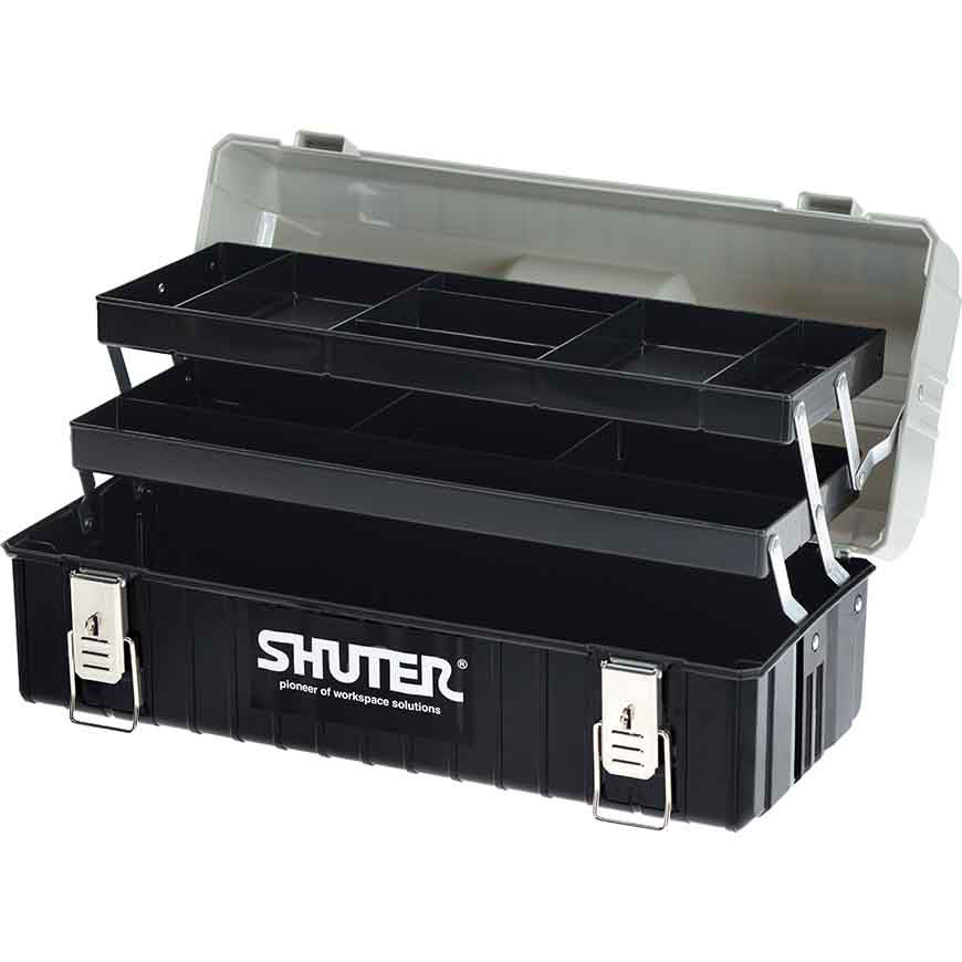 10L Professional TwoTone Tool Box with 2 Trays and Metal Locks Tool