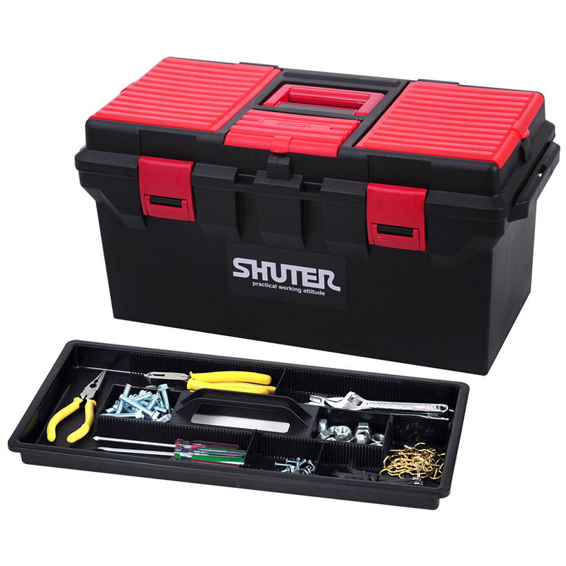22L Professional TwoTone Tool Box with 1 Tray and Sturdy Plastic Locks