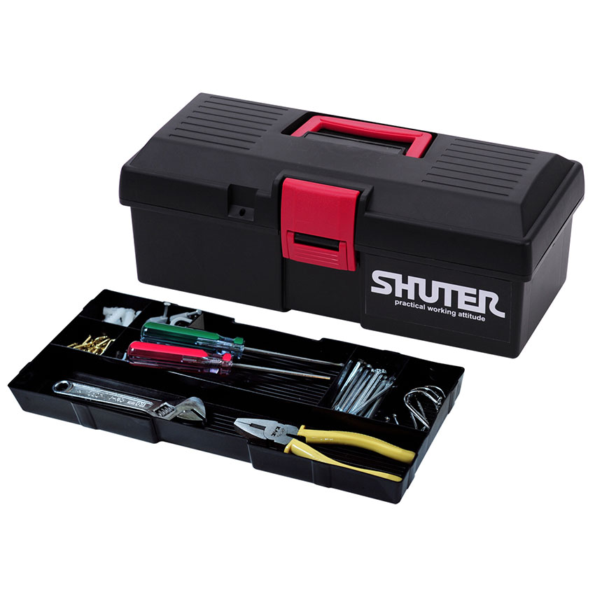 4L Professional Tool Box with 1 Tray and Sturdy Plastic Locks Tool