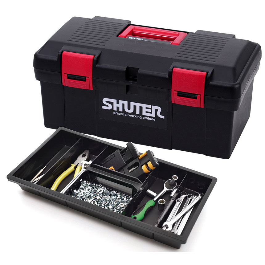11L Professional Tool Box with 1 Tray and Sturdy Plastic Locks Tool