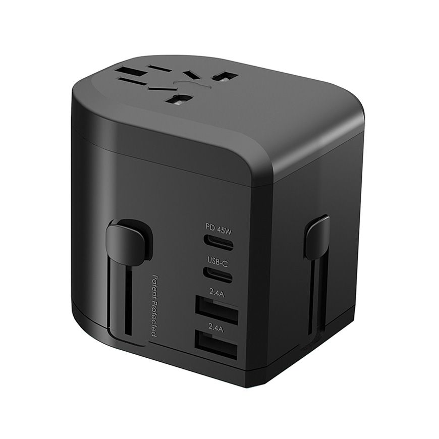 4 Ports 45W PD & QC Charger with US/UK/EU/AU Universal Adapter - 4 Ports 45W PD & QC Charger with US/UK/EU/AU Travel Adapter