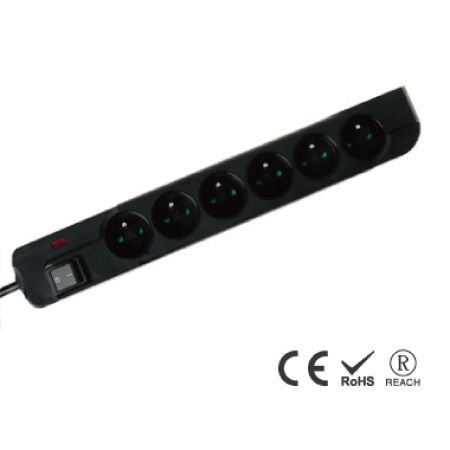 France 6 Holes Ac Surge Protector Extension Cord Socket