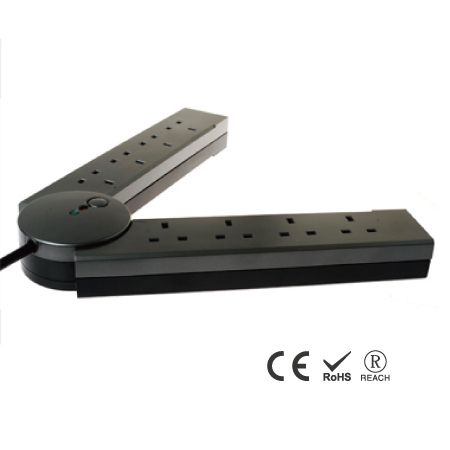 8 Outlets Foldable Power Strip With TV & Tel Protection - Flexible Design