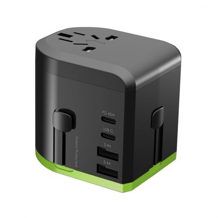 45W PD Worldwide Travel Adapter with USB-C PD and 3 Ports USB Charger
