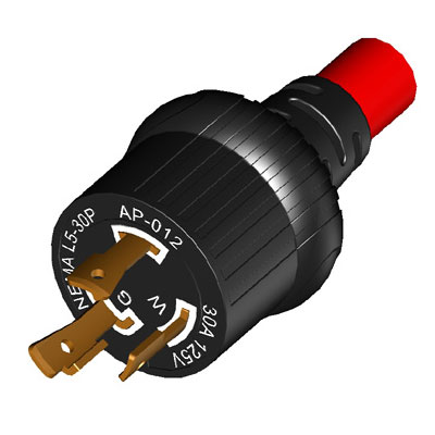 30A NEMA L5-30P Twist Lock Plug (Molding)