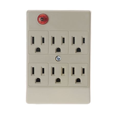 6-Outlet Grounded 3 Sided Wall Adapter Tap with Optional Mounting Screw - Space-Saving Outlets