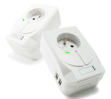 Plug inteligente WiFi (escravo) com carregamento USB de 2 portas - Receptáculo francês com obturador de segurança