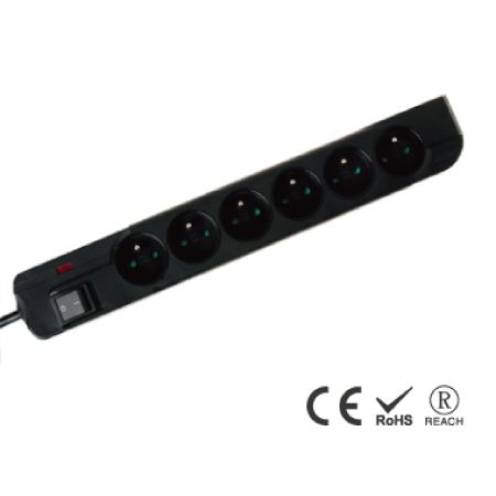 6 Holes 16A250V France Type Power Strip Surge Outlet - France Receptacles with Safety Shutters