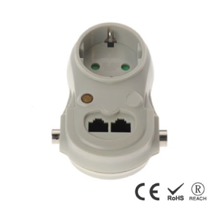 Single Power Outlet Heavy Duty Adapter Wall Plug - Schuko Receptacle with Safety Shutters