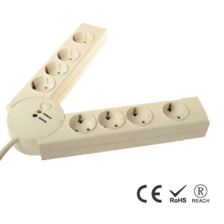 8 Schuko Outlets Foldable Power Strip with Multiple Protection - Schuko Receptacles with Safety Shutters
