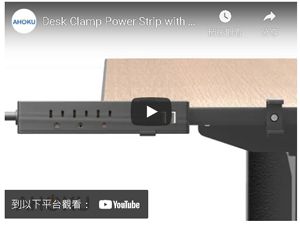 Desk Clamp Power Strip with 2 USB Ports