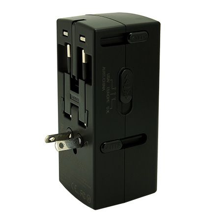 Dual Outlets Worldwide Travel Adapter with 2 USB charger_AU plug