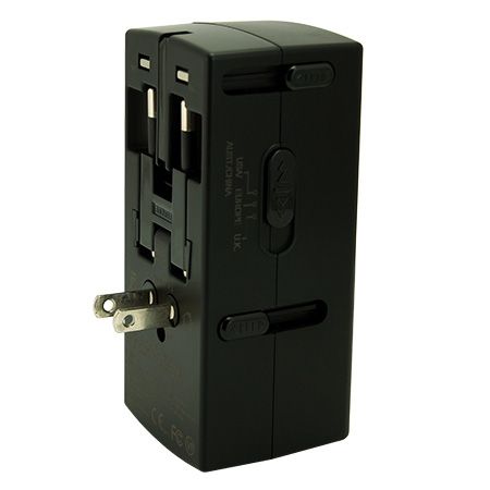 Dual Outlets Worldwide Travel Adapter with 2 USB charger_US plug