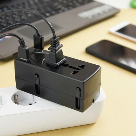 Dual USB Ports Global Travel Adapter with dual outlets