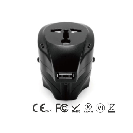 Universal Travel Adapter with USB Charger - Universal Travel Adapter Front Side