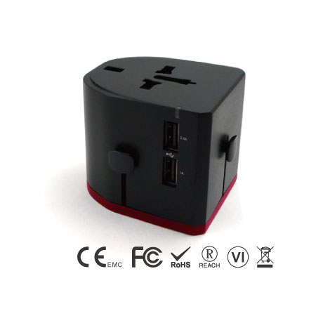 Universal Travel Adapter with Dual Ports USB Charger