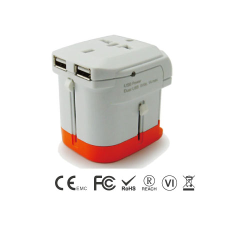 Universal Worldwide Travel Adapter with Built in Dual USB Charger - Universal Travel Adapter Right Side