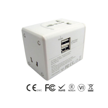 Universal Travel Adapter Built-in 2.4A Dual USB Charger