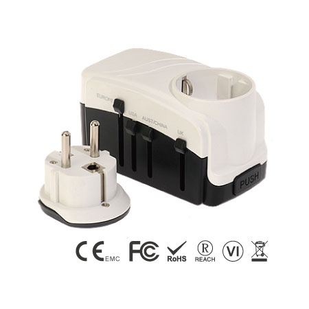 Grounded Universal Travel Adapter with Dual Ports USB Charger and Schuko Grounded Plug Set