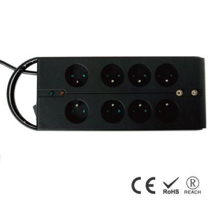 8 Outlets Easy-to-Carry Power Strip With DC Protection - France Receptacles with Safety Shutters