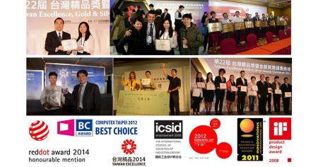 Premios de roddot, iF, Taiwan Excellence e CES Innovation ... etc.