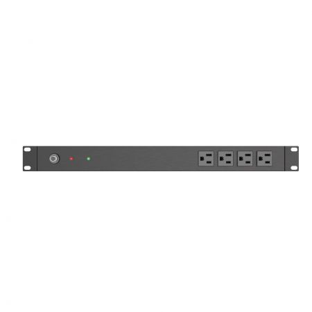 Front side, 4 x 5-15R outlets PDU for Rack, CB and LED