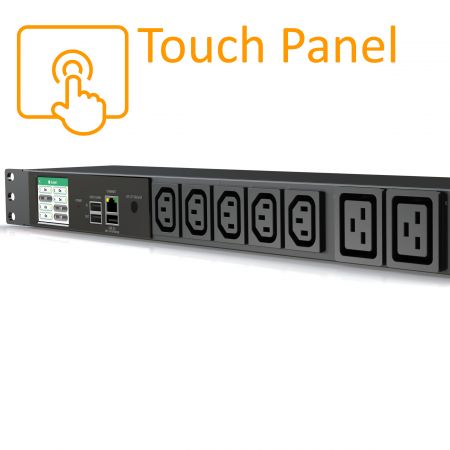 7 Outlets (C13/C19) Touch LCD Monitor PDU 20A 125V Horizontal - Touch Panel Interface