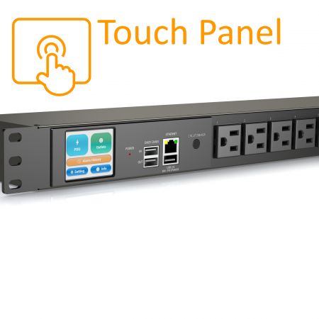 8 Outlets Intelligent PDU Touch Display NEMA 5-15R 1U 15A 125V - Touch Screen Display