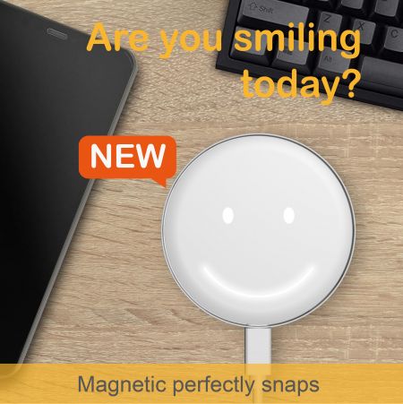 Chargeur sans fil Smiley avec magnétique 15W, ultra mince - Chargeur sans fil ultra-plat PD/QC
