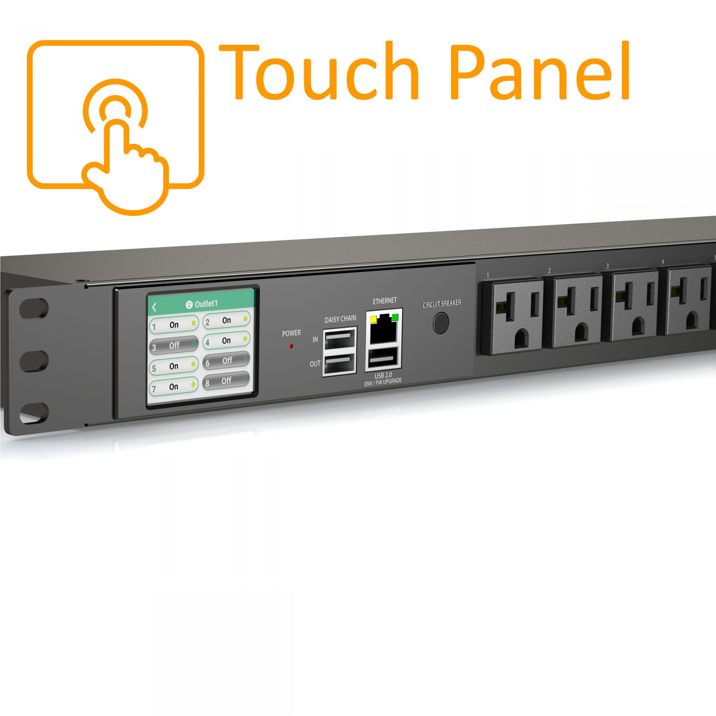 8 Outlets Smart PDU Touch Screen NEMA 520R 20A 125V Supply AHOKU