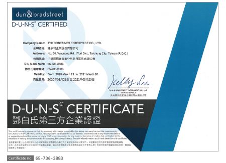 DUNS-CERTIFICATE: TYH obtained Dun & Bradstreet Enterprise Certification™ (DUNS® Registered™).