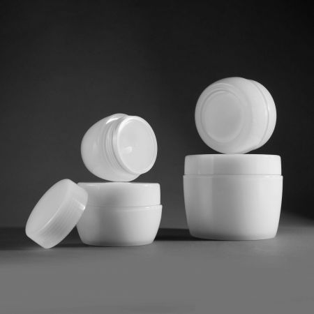 Double Layer Round Curve Cream Jar - Plastic PP Double Layer Round Curve Cream Jar