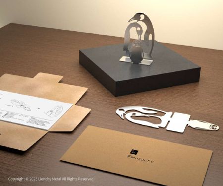 Stainless Steel Gift - Business Card/ Envelope Holder set (Penguin)