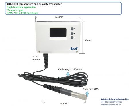 Separate type RH and temperature transmitter for high humidity